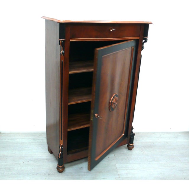 Wood Edwardian Vertiko Tallboy Cabinet in Mahogany and Black, 1890s For Sale - Image 7 of 9