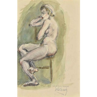 Marthe Delacroix, The Posing Nude, Original Drawing, Mid-20th-Century For Sale