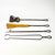 Tall and heavy, this is a quality hand made Iron fireplace tool set. A sturdy stand features a large twisted handle with...