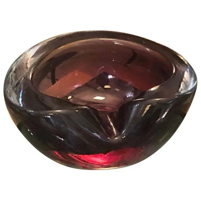 1970sItalian Mid-Century Modern Seguso Style Heavy Purple Murano Glass Ashtray For Sale - Image 13 of 13