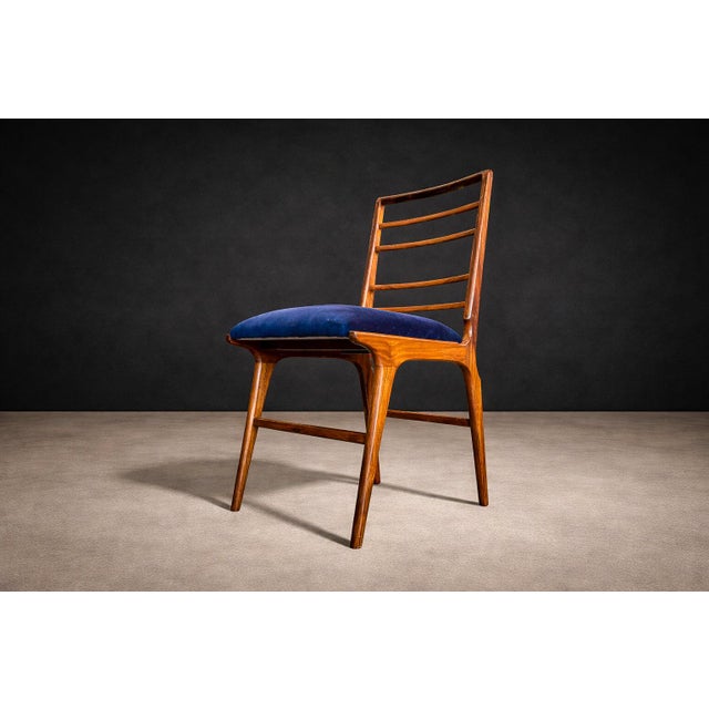 Set of Eight Dining Chairs in Caviuna Wood & Fabric, Giuseppe Scapinelli, 1950s - Lot 685 For Sale - Image 13 of 14