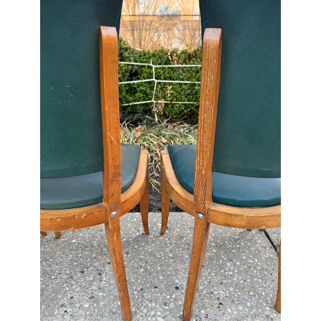Tan Mid 20th Century Vintage French Oak and Leather Dining Chairs- Set of 6 For Sale - Image 8 of 12