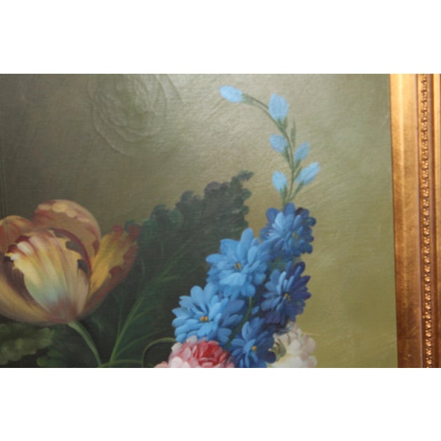 Vintage Floral Still Life Oil Painting on Canvas, 32” X 44” For Sale - Image 4 of 8