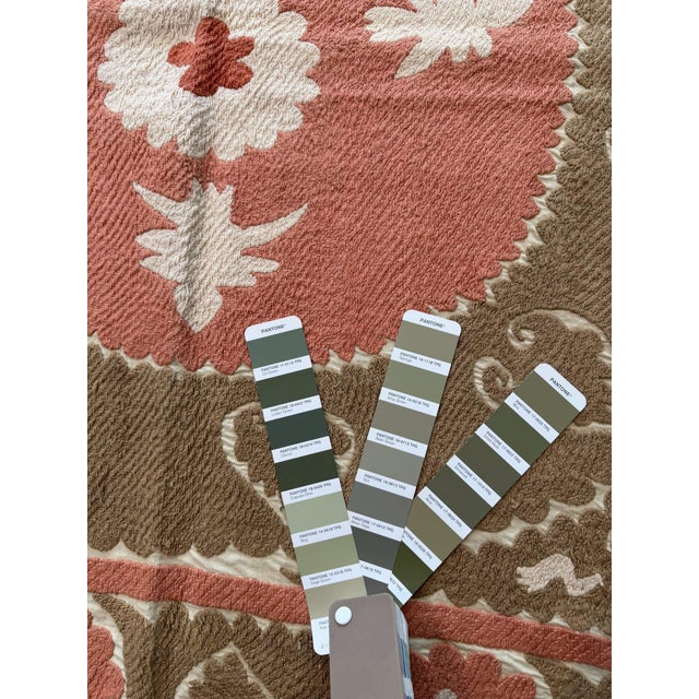 Suzani Textile Wall Art - Bohemian Embroidery 4'4'' X 4'5'' For Sale - Image 16 of 16