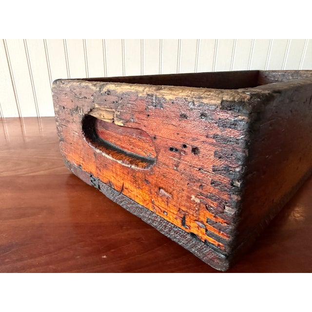 1920s Antique Industrial Dovetail Wood Factory Tray For Sale - Image 5 of 18