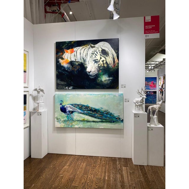 White Tiger with Koi Fish, 2024, Oil Painting For Sale - Image 9 of 10