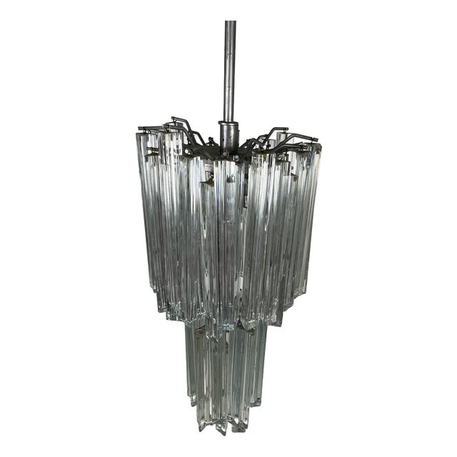 Murano Glass Waterfall Chandelier in the style of Venini, 1960s For Sale