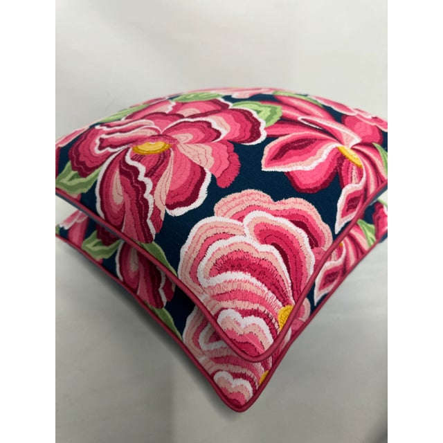 Textile Robert Allen O’Keefe Bloom in High Noon Pink Pillows - Pair For Sale - Image 7 of 12
