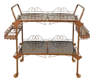 Mid-Century Atomic Rolling Liquor Bar Cart Serving Caddy