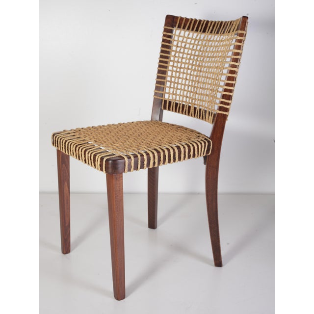 Raffia Woven Dining Chairs by Jan Vaněk for P.M.B., 1930s, Set of 4 For Sale - Image 6 of 18