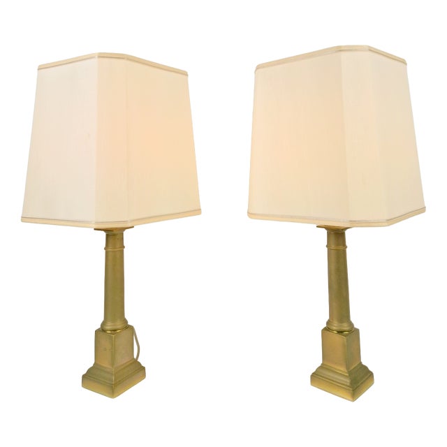 Neoclassical Empire Brass Table Lamp, France, 1960, Set of 2 For Sale