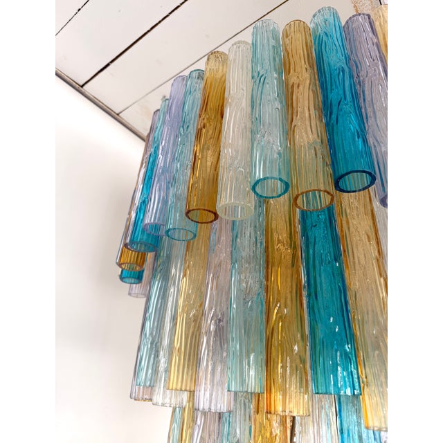 Cascade Chandelier Tube Murano Glass by Venini, Italy, 1960s For Sale - Image 12 of 13