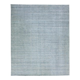 Blue Modern Apadana's Groove Bamboo/Silk Handmade Oversize Rug For Sale