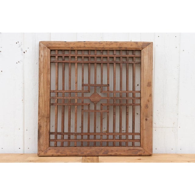 19th Century Antique Asian Oxidized Wooden Window For Sale - Image 5 of 9