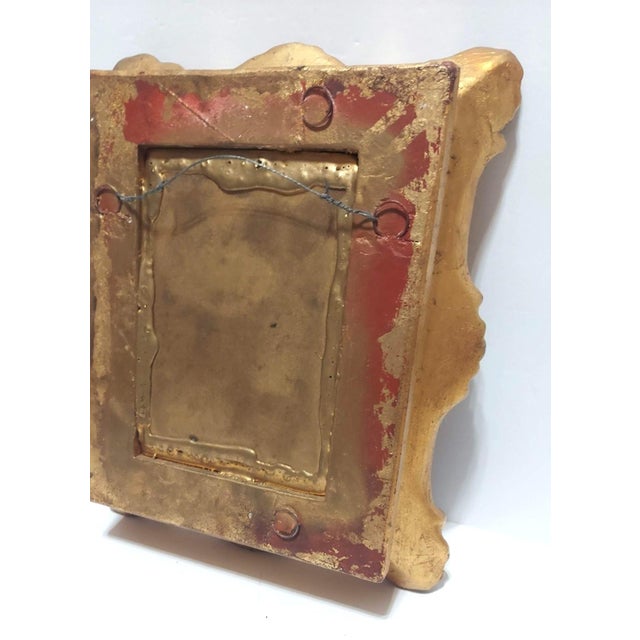 Early 20th Century Antique Florentine Porcelain Courting Couple Scene Gold Frame Fragonard Brass Metal Backing For Sale - Image 4 of 10