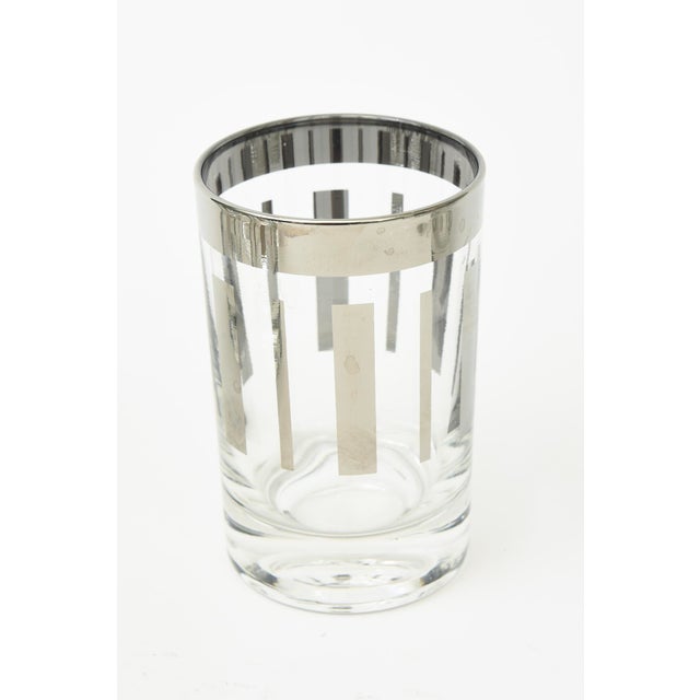 Vintage Silvered Barware Set 18 Glasses in 3 Sizes With Silver and Clear Modern Mid Century For Sale - Image 10 of 12