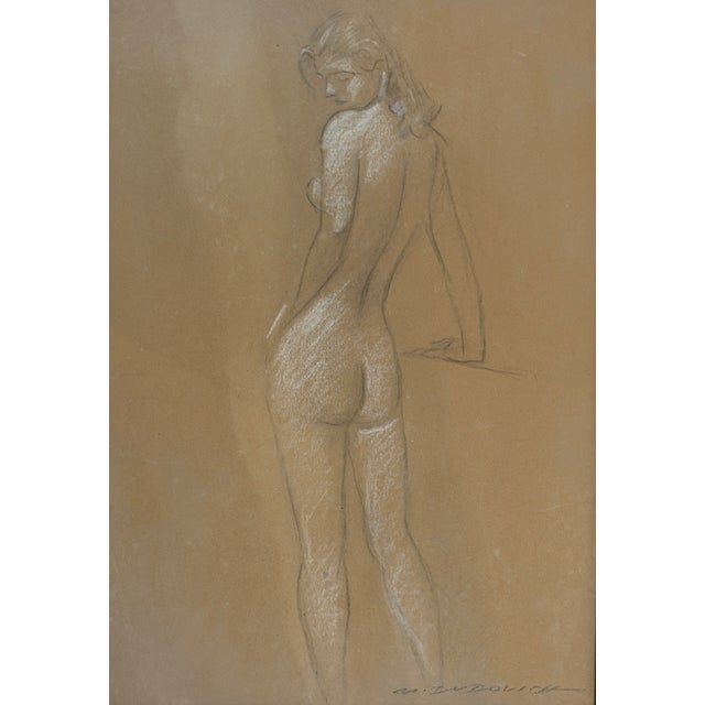 Refined Drawing of a Nude Woman, Seen from Behind, Created and Signed by Marcello Dudovich., 1890s, Ink