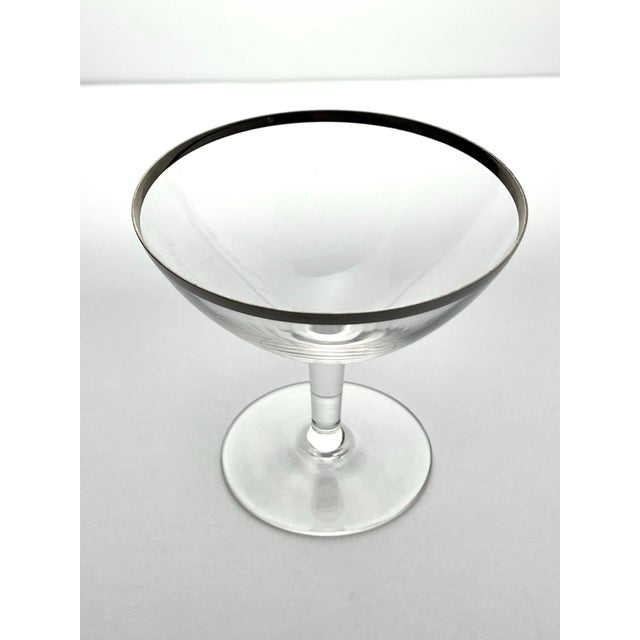 1960s 1960s American Silver Rim Coupe Champagne Glasses - Set of 7 For Sale - Image 5 of 6