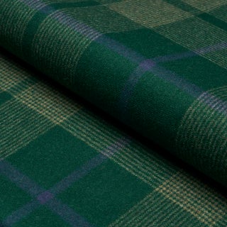 Schumacher Montana Wool Plaid Fabric In Hunter For Sale