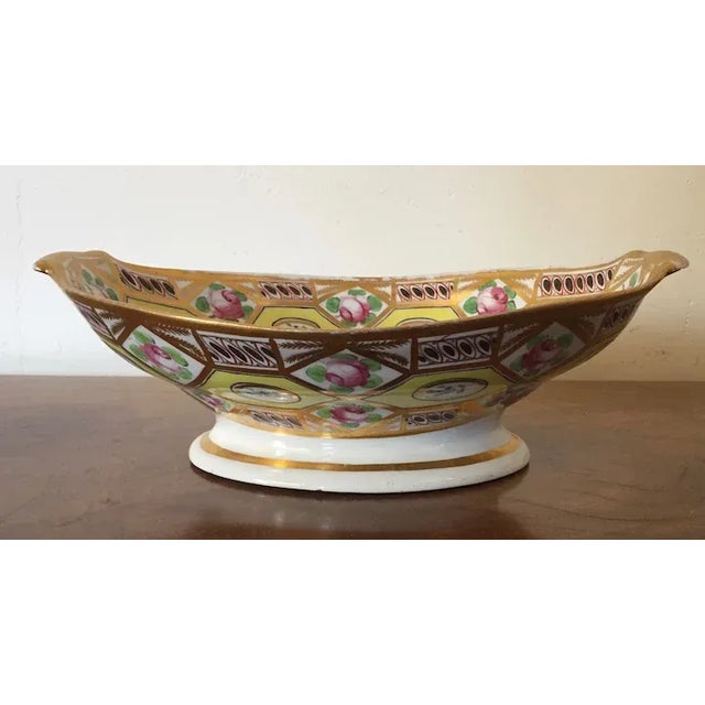 Early 19th Century 1805 Antique Coalport Porcelain Compote Tazza in Yellow Church Gresley Pattern For Sale - Image 5 of 13