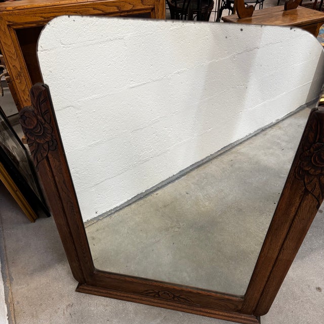 French Art Deco Oak Mirror, 1930s For Sale - Image 12 of 18