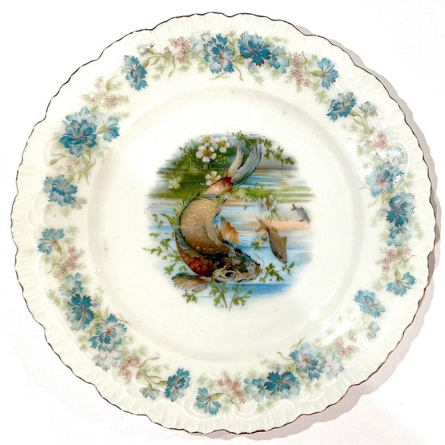 Antique Edwardian Porcelain Fish Service for Eight - Joseph Schachtel, Germany- 9 Pieces For Sale - Image 10 of 12