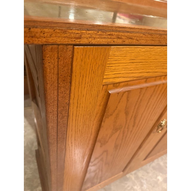 Pulaski Oak Bar With Brass Top and Foot Rail, Griffin Carvings, Plus Custom Inset Oak Doors, Attributed For Sale - Image 12 of 12
