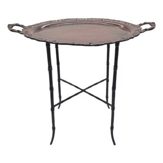 Maitland-Smith Bronze Faux Bamboo Tray Table Hollywood Regency For Sale