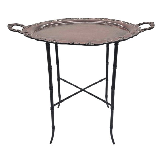 Maitland-Smith Bronze Faux Bamboo Tray Table Hollywood Regency For Sale