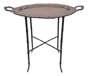 Maitland-Smith Bronze Faux Bamboo Tray Table Hollywood Regency