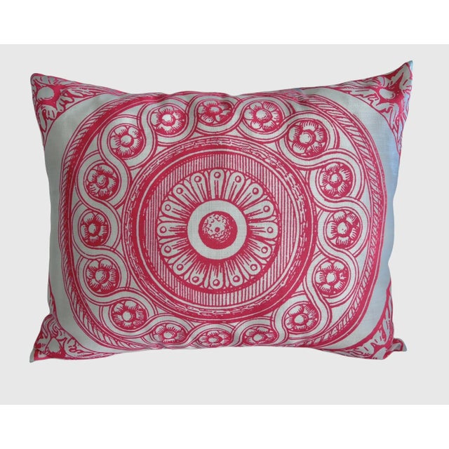 Pink Contemporary Vizcaya Circle Filigree Medallion Pillow Cover For Sale - Image 8 of 12