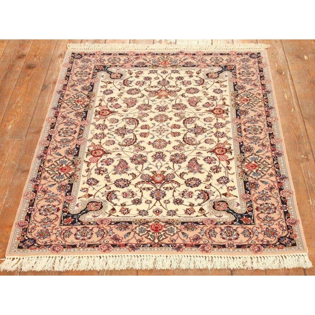 Middle Eastern Hand-Knotted Rug in Natural Wool & Silk For Sale - Image 4 of 11