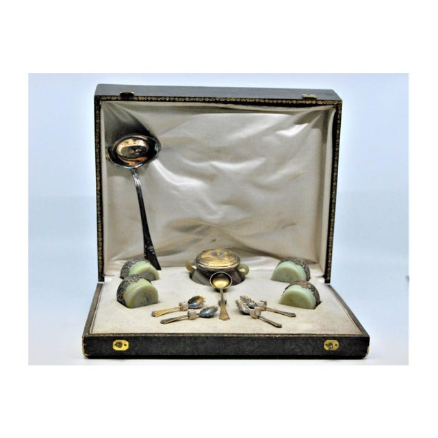 Silver Salt and Pepper Shakers with Glass Cores and Spoons, Set of 11 For Sale - Image 3 of 11