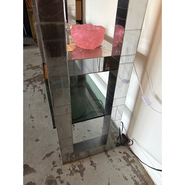 1970s Paul Evans Style Patchwork Chrome and Glass Etagere for Directional Furniture, Attributed For Sale - Image 9 of 12
