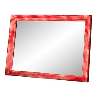 2020s Loom Distressed Red Rectangular Wall Mirror For Sale