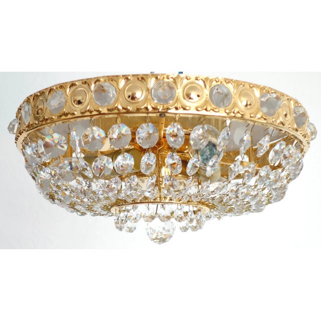 24 Carat Gold-Plated Brass & Lead Crystal Chandelier from Sölken Leuchten, in Very Good conditions. Designed 1970 to 1979...