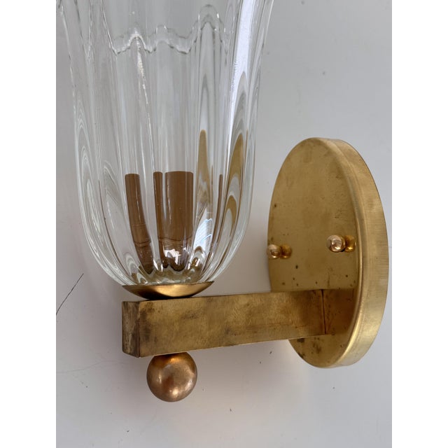 Vintage Italian Brass and Murano Glass Wall Sconces, 1990s, Set of 2 For Sale - Image 12 of 17
