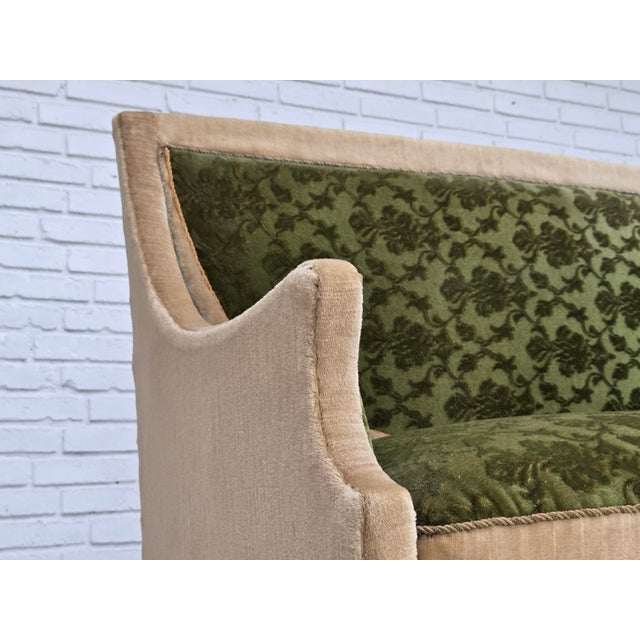 Cream Danish Ash Wood Two-Seater Sofa with Velour Upholstery, 1930s For Sale - Image 8 of 18