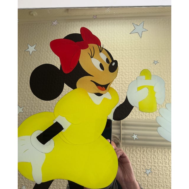 1990s Custom Design Minnie Mouse and Mickey Mouse Carved Painted Ceiling or Window Panel For Sale - Image 5 of 14