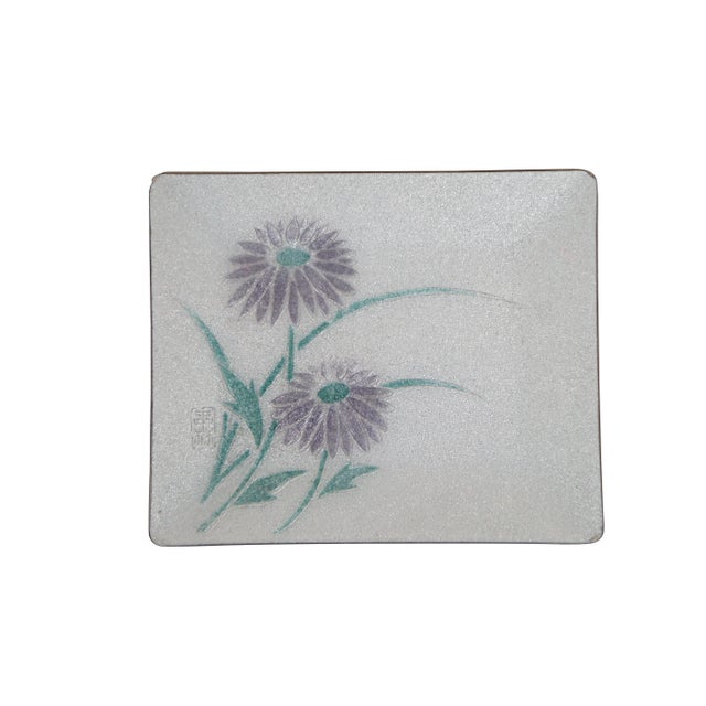 Pair of Tutanka enamel, Japanese wireless cloisonne trinket dishes / sushi trays, featuring a glittering white-silver...