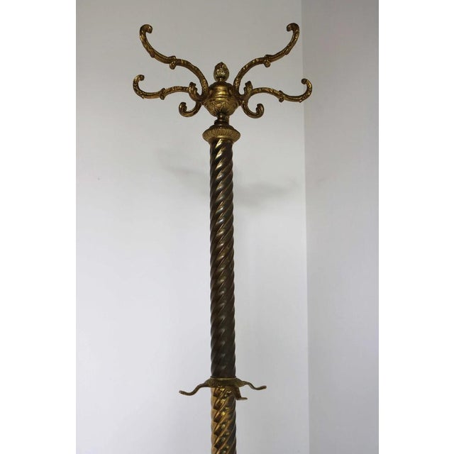 Mid-Century Modern Mid-Century Italian Brass and Onyx Hall Tree Coat Rack with Twisted Column, 1950s For Sale - Image 3 of 13