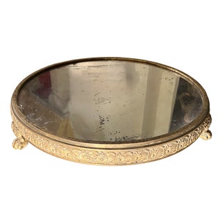 19th Century Italian Empire Mercury-Gilded Bronze Mirrored Plateau Centerpiece For Sale