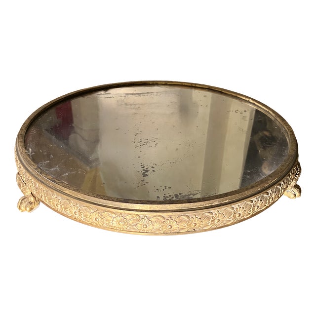 19th Century Italian Empire Mercury-Gilded Bronze Mirrored Plateau Centerpiece For Sale