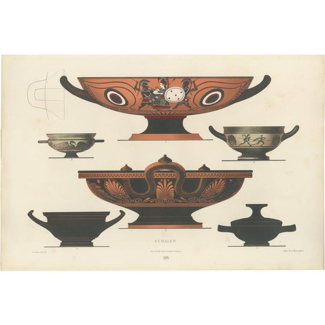 Albert Genick, Greek Kylix, Bowls & Warriors, 1883, Lithograph For Sale - Image 9 of 9