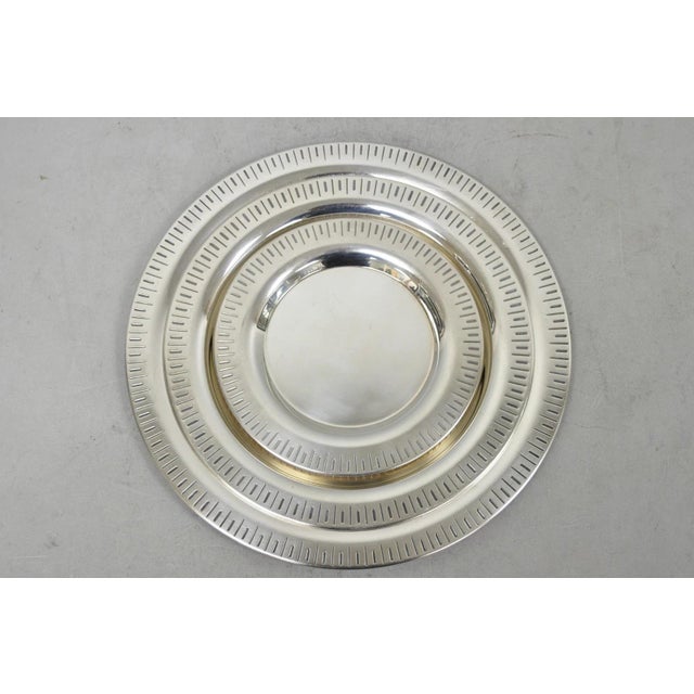 Vintage Hopeakeskus Oy Finland Modern Silver Plated Serving Plate Dishes - 3 Pc For Sale - Image 13 of 14