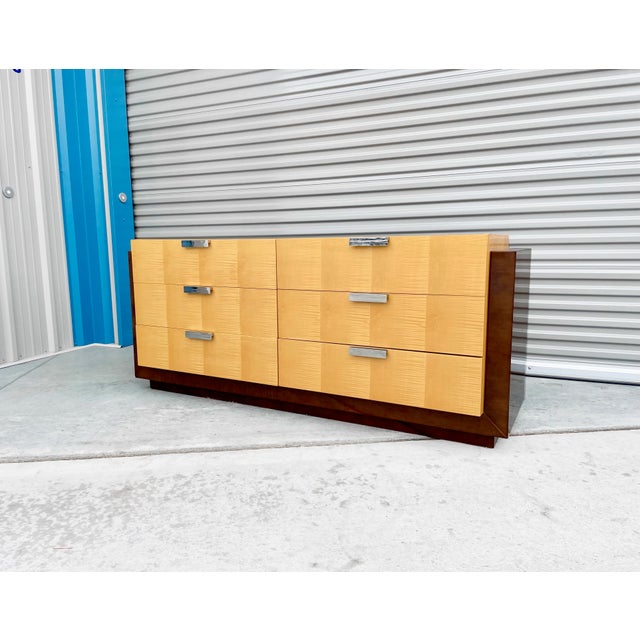 1970s Mid Century Maple & Walnut Dresser For Sale - Image 4 of 14