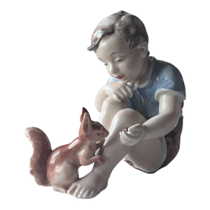 Rosenthal Porcelain Figurine – Boy With Squirrel – Selb Germany Art Department – Hand Painted German Figurine (c.1946–1955)