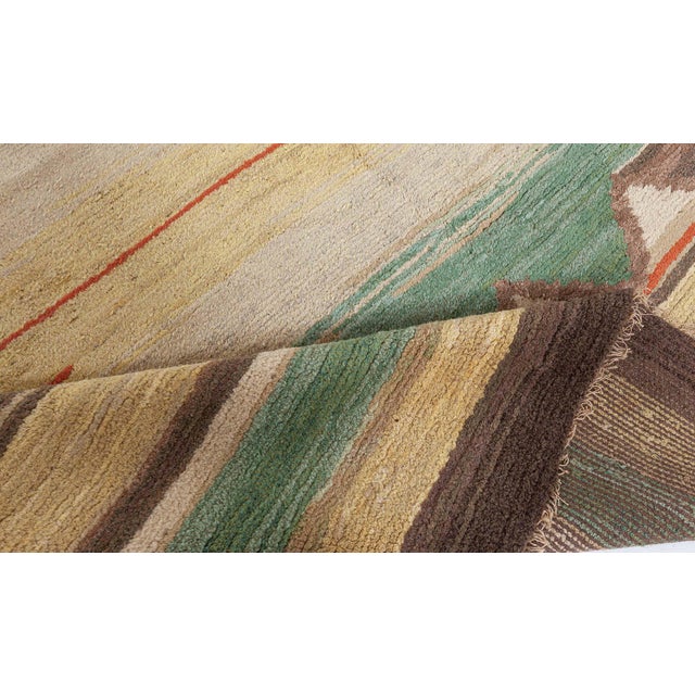1950s Doris Leslie Blau Vintage Scandinavian Geometric Light Beige Carpet Pile For Sale - Image 5 of 9