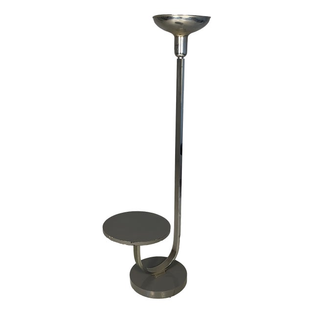 Italian Art Deco Floor Lamp with Integrated Table, 1930s For Sale