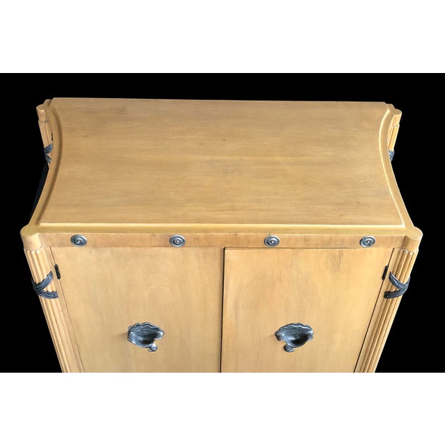 1940s French Sycamore 2-Door Cabinet With Pewter Mounts For Sale - Image 12 of 13